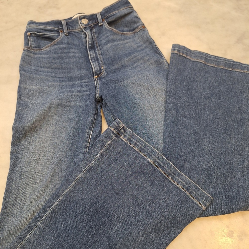 Abercrombie & Fitch Flare Jeans Sz 26/2R‎ Blue Ultra High Rise Denim 70s Style